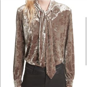 L’Agence Giselle velvet pussy bow blouse
